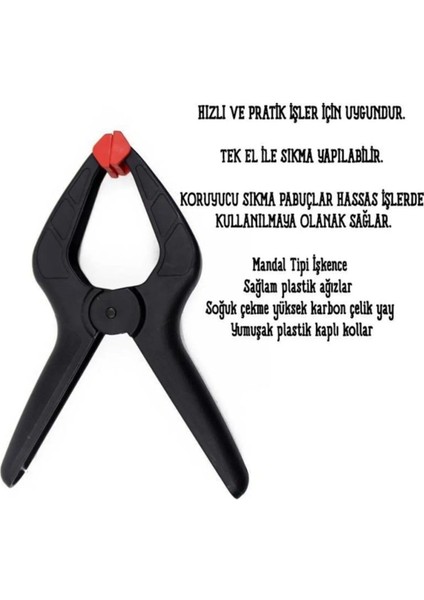 2 Adet Yaylı Kıskaç Klips Mandal Hobi Mini El Tip Işkence Aleti Seti 76 mm (3" Inç) modelleri
