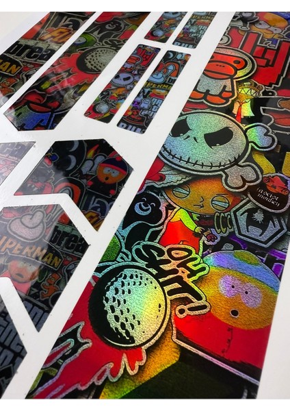 Sticker Bomb Bisiklet Sticker Seti 12 Parça – Renkli Maşa Kadro Etiketi Hologram fiyatları