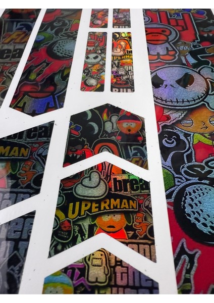 Sticker Bomb Bisiklet Sticker Seti 12 Parça – Renkli Maşa Kadro Etiketi Hologram modelleri