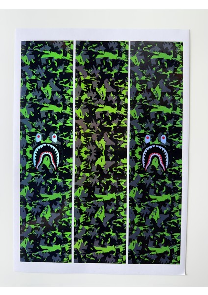 Bape Kamuflaj Bisiklet Sticker – 27X6.5 cm Suya Dayanıklı Görsel Kaplama Etiketi Hologram modelleri