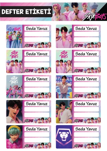 K-Pop Demon Hunters Saja Boys & Huntrix Okul Sticker Seti – 67 Parça modelleri