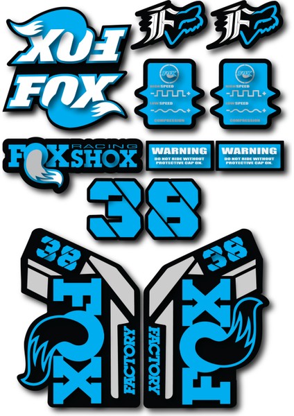 Fox 38 Bisiklet Maşa Sticker Seti – 15 Parça | Fox Racing Shox Etiket Takımı
