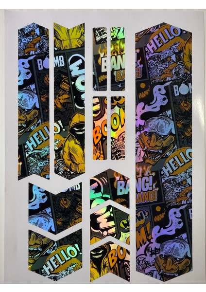 Gangsta Y Bomb Bisiklet Sticker Seti 12 Parça – Renkli Maşa Kadro Etiketi Hologram