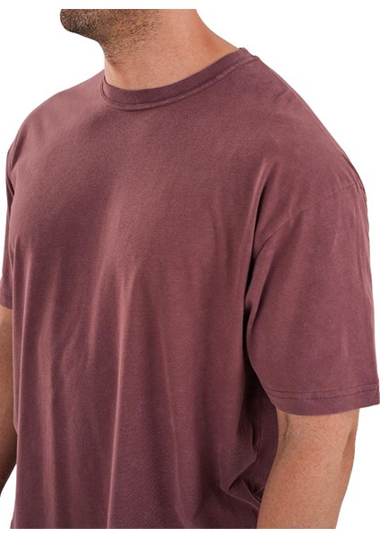 Kingsize Hard Work Antik Yıkamalı Oversize T-Shirt Bordo indirimleri