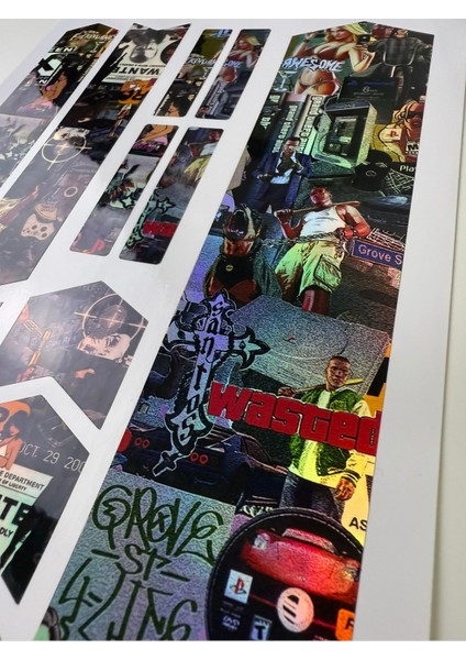 Gta Bisiklet Sticker Seti 12 Parça – Renkli Maşa Kadro Etiketi Hologram fırsatları