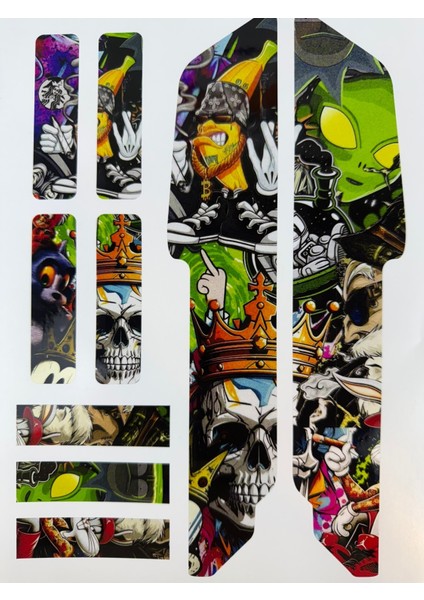 Bisiklet Sticker Seti 9 Parça – Renkli Maşa Kadro Etiketi