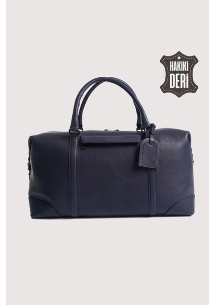 Hakiki Deri Erkek Valiz Çantası Lacivert SMR6788