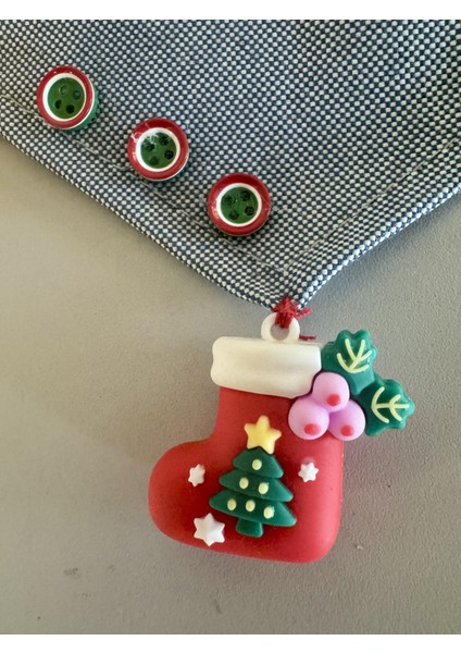 Christmas Dog Bandana | Küçük Irk Köpek Fuları | Yılbaşı Temalı Çorap Aksesuar Detaylı Bandana | Max 6 kg fırsatları