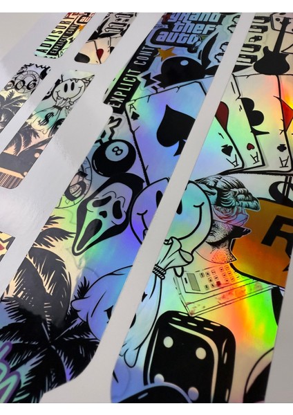 Gta Bisiklet Sticker Seti 9 Parça – Renkli Maşa Kadro Etiketi Hologram fiyatları