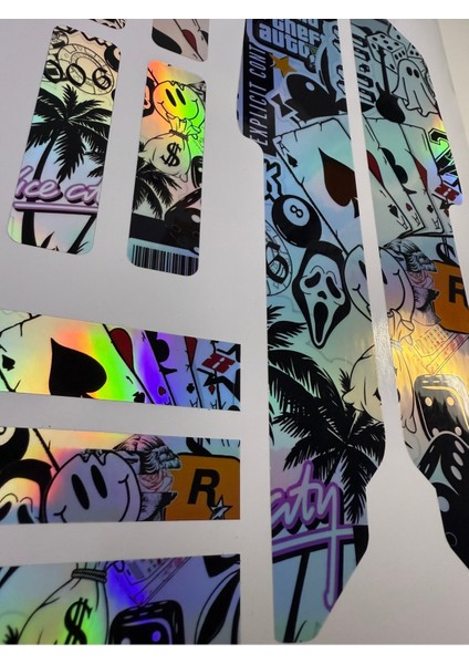 Gta Bisiklet Sticker Seti 9 Parça – Renkli Maşa Kadro Etiketi Hologram fırsatları