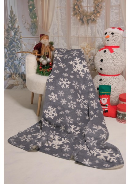 Kar Taneleri Gri Battaniye (130X170 Cm)