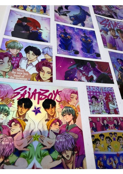 Kpop Demon Hunters Sticker Seti | Holografik K-Pop Anime Etiketleri