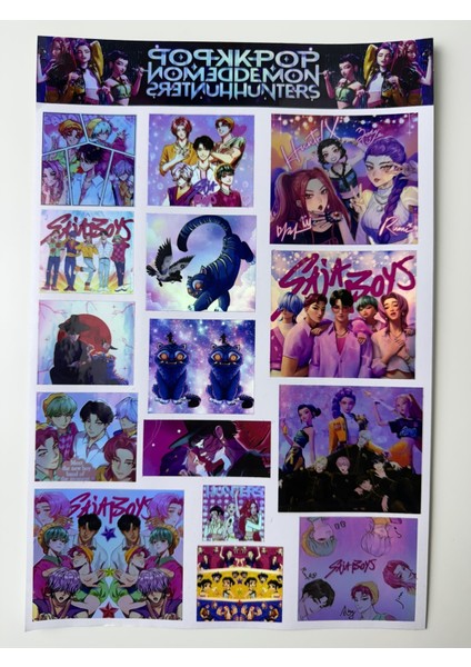 Kpop Demon Hunters Sticker Seti | Holografik K-Pop Anime Etiketleri fiyatları