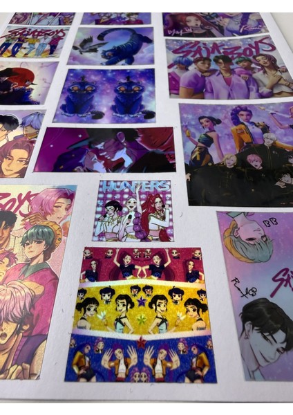 Kpop Demon Hunters Sticker Seti | Holografik K-Pop Anime Etiketleri modelleri