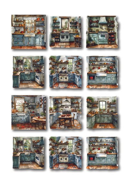 Vintage Mutfak Temalı Sticker Seti – 12 Adet, 6 cm | Defter, Laptop, Bujo, Hediye Paketi Süsü fırsatları