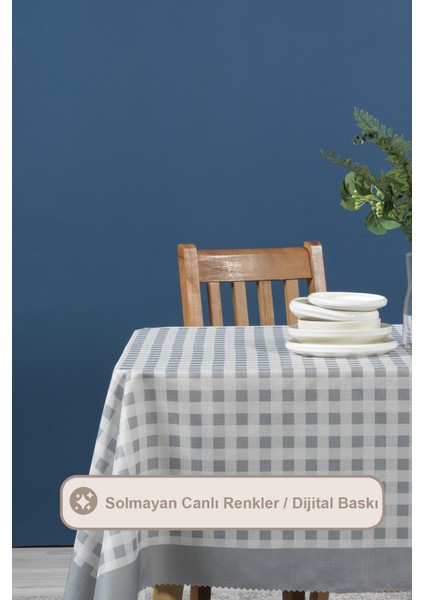 Ekose Masa Örtüsü Digital Baskılı (160X220 Cm) Gri fiyatları