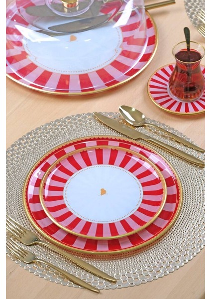 Pink Line 6 Parça 6 Kişilik Pasta Takımı - Pasta Tabağı