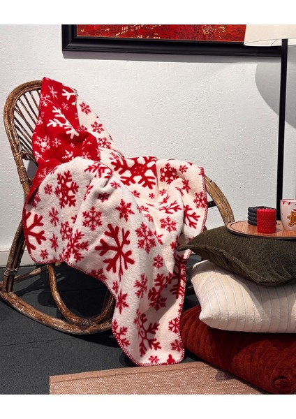 Kar Taneleri Kırmızı Battaniye (130X170 Cm) fırsatları