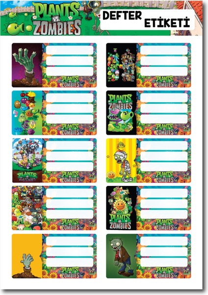 Bitkiler ve Zombiler Defter Etiketi