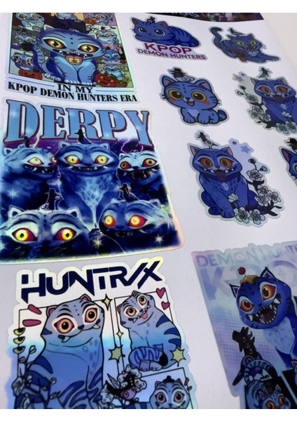 Kpop Demon Hunters Sticker Seti | Holografik K-Pop Anime Karakter