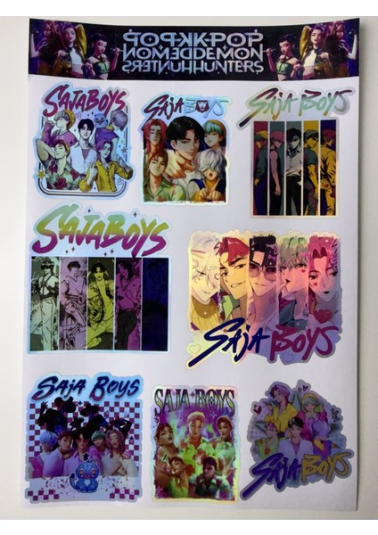 Kpop Demon Hunters Sticker Seti | Holografik K-Pop Anime Karakter