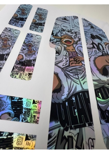 One Piece Luffy Bisiklet Sticker Seti 9 Parça – Renkli Maşa Kadro Etiketi Hologram modelleri