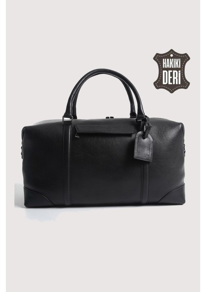 Hakiki Deri Erkek Valiz Çantası Siyah SMR6788