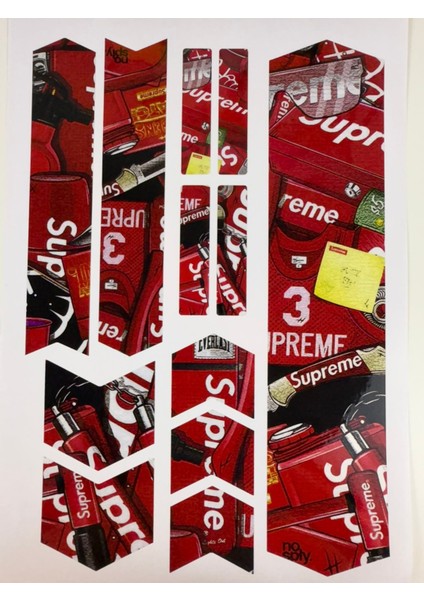 Supreme Bisiklet Sticker Seti 9 Parça – Renkli Maşa Kadro Etiketi