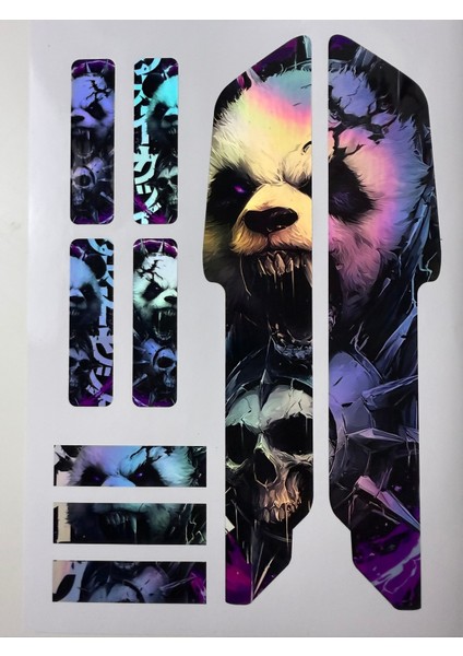 Bear Bisiklet Sticker Seti 9 Parça – Renkli Maşa Kadro Etiketi Hologram