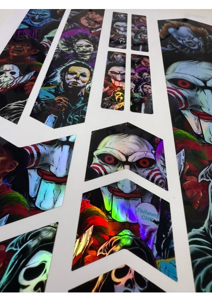 Horror Bisiklet Sticker Seti 12 Parça – Renkli Maşa Kadro Etiketi Hologram fiyatları