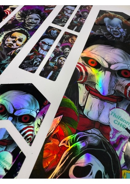 Horror Bisiklet Sticker Seti 12 Parça – Renkli Maşa Kadro Etiketi Hologram fırsatları