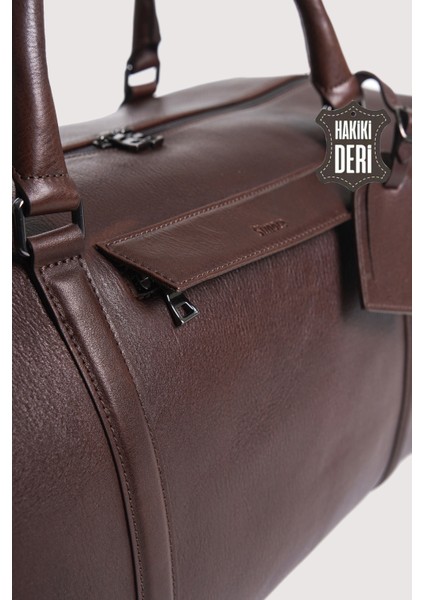 Hakiki Deri Erkek Valiz Çantası Kahverengi SMR6788 indirimleri