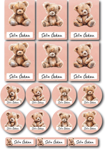 Okul Etiket Seti 76 Adet – Ayıcık Desenli Isimlik Sticker | Defter, Kalem, Malzeme Etiketi fiyatları