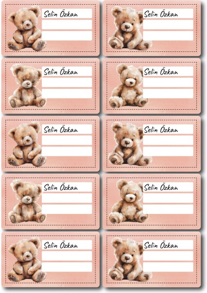 Okul Etiket Seti 76 Adet – Ayıcık Desenli Isimlik Sticker | Defter, Kalem, Malzeme Etiketi modelleri
