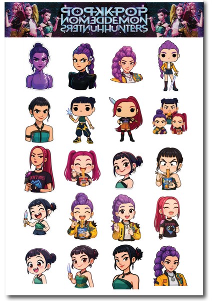 Hunterıx Kpop Hunters Sticker Seti – 20 Parça Anime Karakter Çıkartma | Defter, Laptop,
