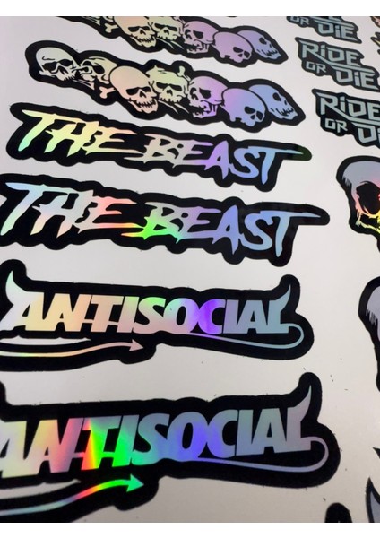20 Parça Bisiklet Sticker Seti – Ride Or Die, The Beast & Antisocial ( Hologram Full ) modelleri