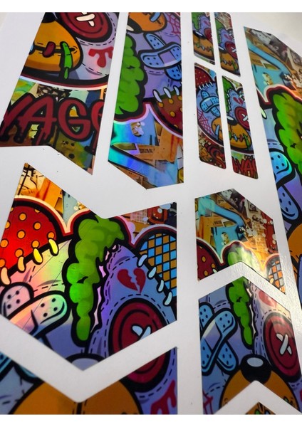 Sticker Bomb Bisiklet Sticker Seti 12 Parça – Renkli Maşa Kadro Etiketi Hologram modelleri