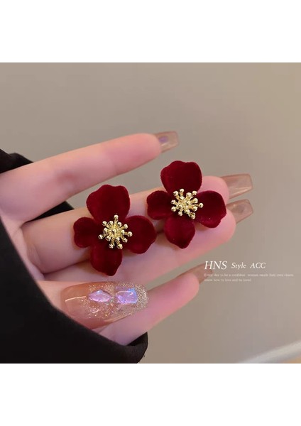 Bordo Kadife Küpeler Havadar Küpeler (Yurt Dışından)