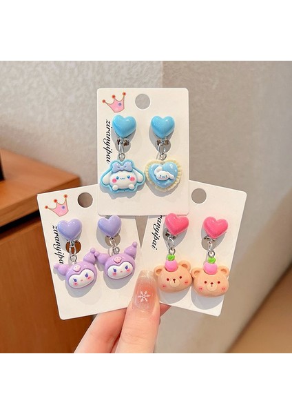 Deliksiz Çocuk Kulak Klipsleri Kulağa Zarar Vermez Kızlar Kulome Aksesuarları Bebek Yeni Sevimli Prenses Küpe Yüzük (Yurt Dışından)