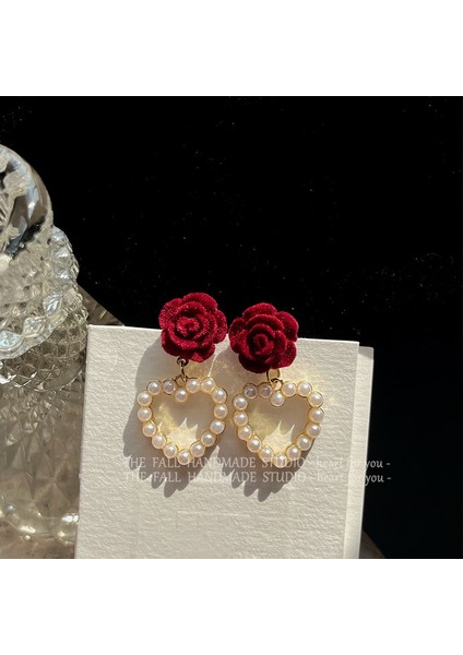 Bordo Kadife Küpeler Havadar Küpeler (Yurt Dışından)