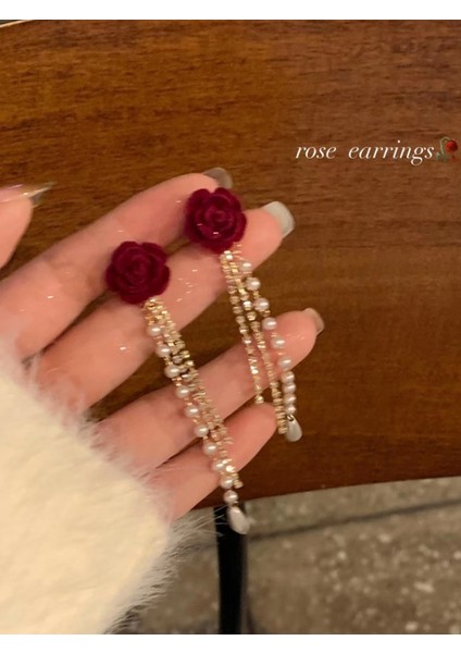 Bordo Kadife Küpeler Havadar Küpeler (Yurt Dışından)