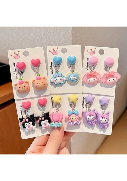 Deliksiz Çocuk Kulak Klipsleri Kulağa Zarar Vermez Kızlar Kulome Aksesuarları Bebek Yeni Sevimli Prenses Küpe Yüzük (Yurt Dışından)