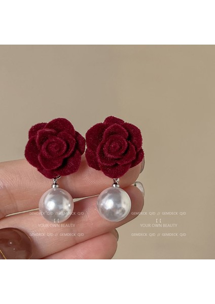 Bordo Kadife Küpeler Havadar Küpeler (Yurt Dışından)