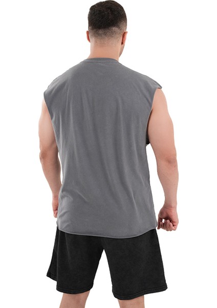 Kingsize Darksteel Antik Yıkamalı Kolsuz T-Shirt Füme fiyatları