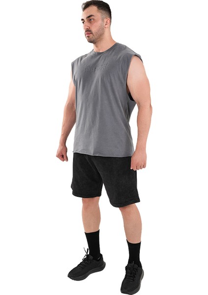 Kingsize Darksteel Antik Yıkamalı Kolsuz T-Shirt Füme modelleri