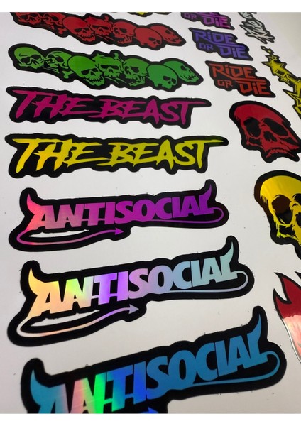 20 Parça Bisiklet Sticker Seti – Ride Or Die, The Beast & Antisocial (Hologram) fiyatları