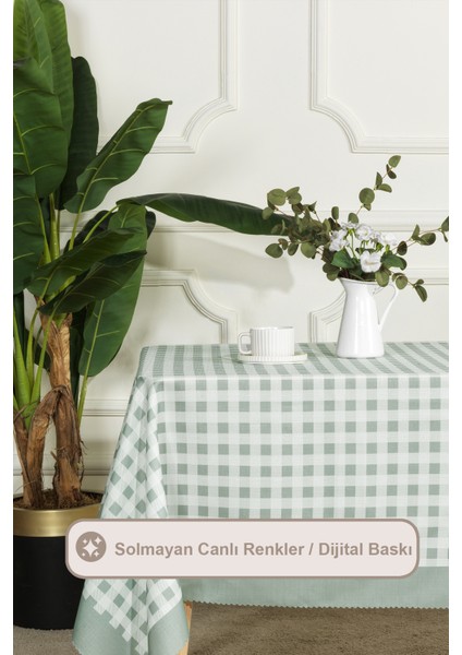 Ekose Masa Örtüsü Digital Baskılı (160X220 Cm) Yeşil fiyatları