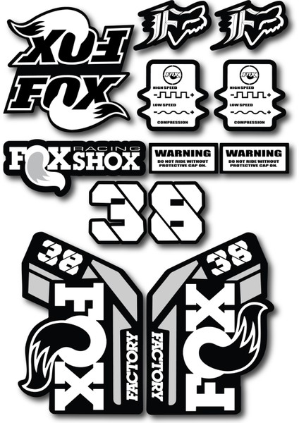Fox 38 Bisiklet Maşa Sticker Seti – 15 Parça | Fox Racing Shox Etiket Takımı