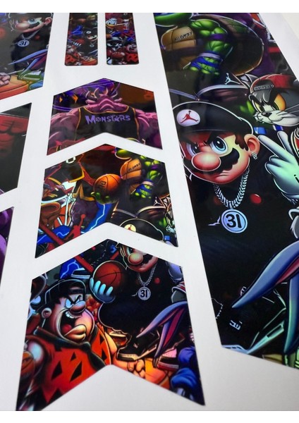 Cartoon Bisiklet Sticker Seti 12 Parça – Renkli Maşa Kadro Etiketi Hologram modelleri