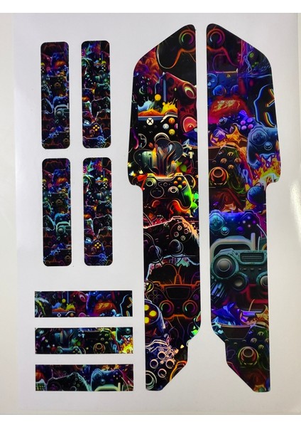 Game Bisiklet Sticker Seti 9 Parça – Renkli Maşa Kadro Etiketi Hologram